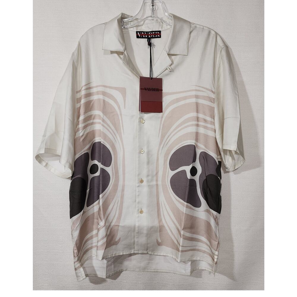 VAYDER Montague silk short sleeve silver taupe size Medium men